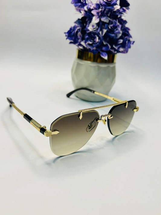 Premium Round Shape Rimless Sunglasses S-1171