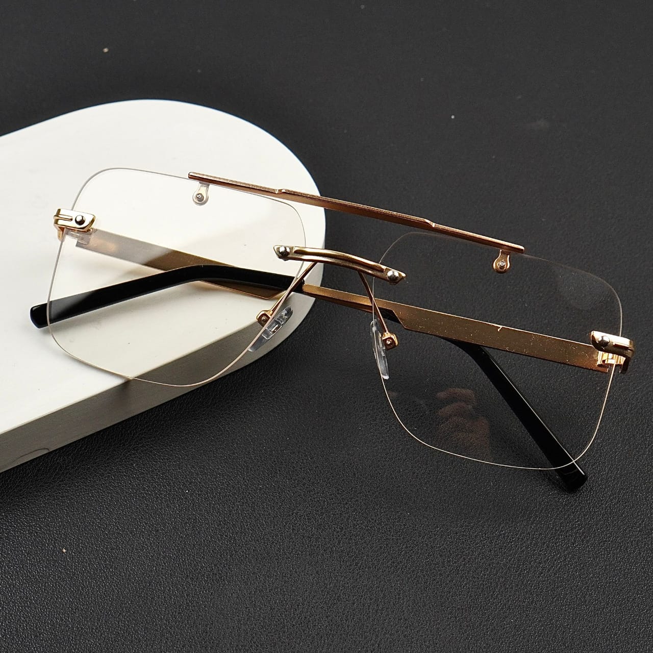 Transition Black ā Rimless Sunglasses ā S-1139