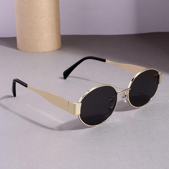 Oval, Black Elegant Metal Frame Glasses
