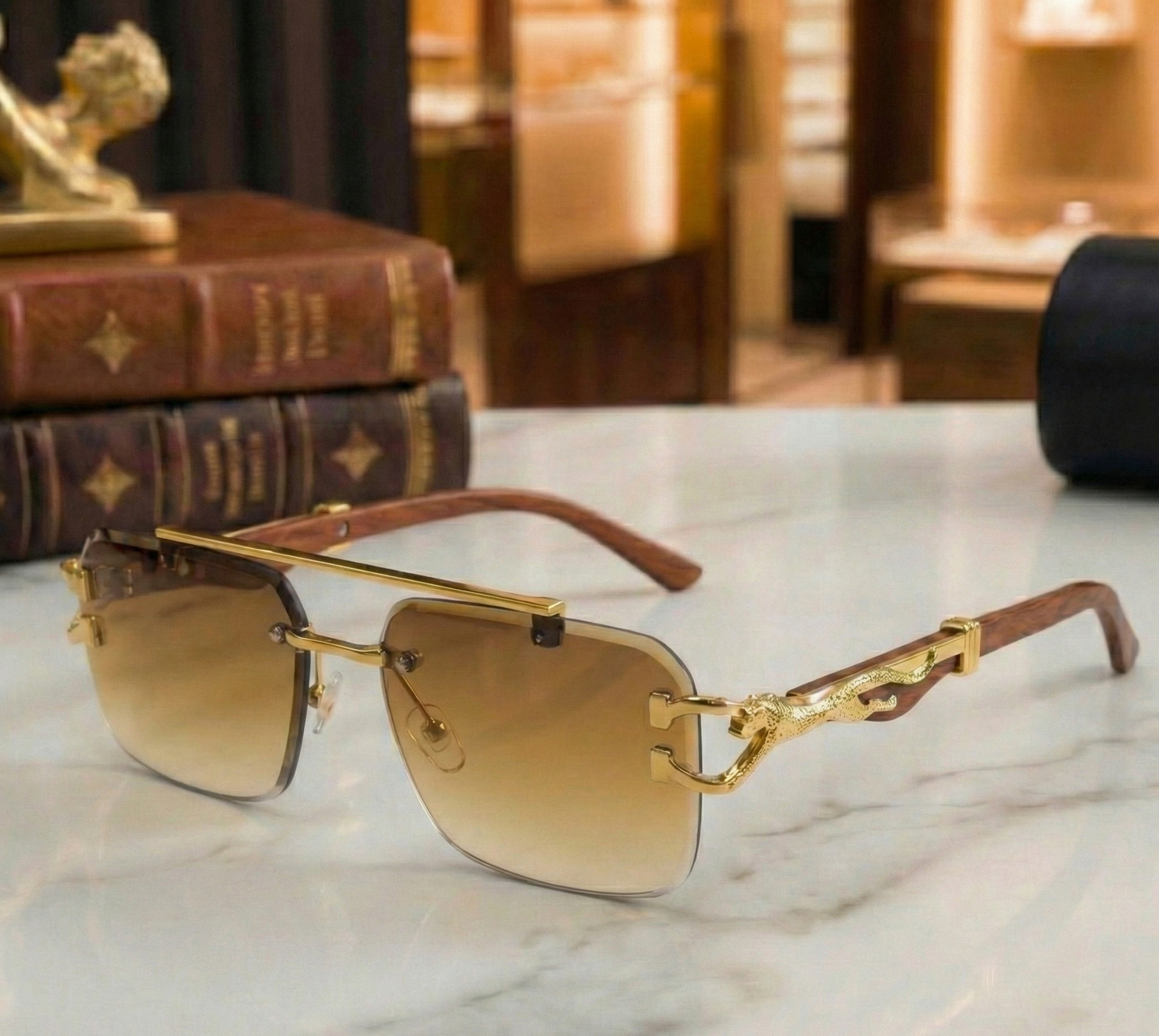 Cheetah Rimless Sunglasses – Bold, Stylish & Modern