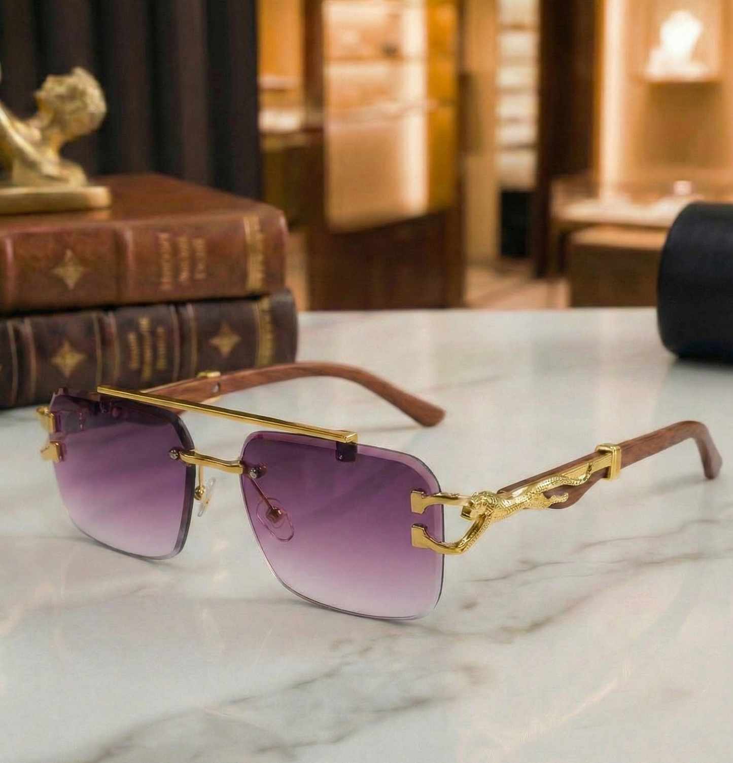 Cheetah Rimless Sunglasses – Bold, Stylish & Modern