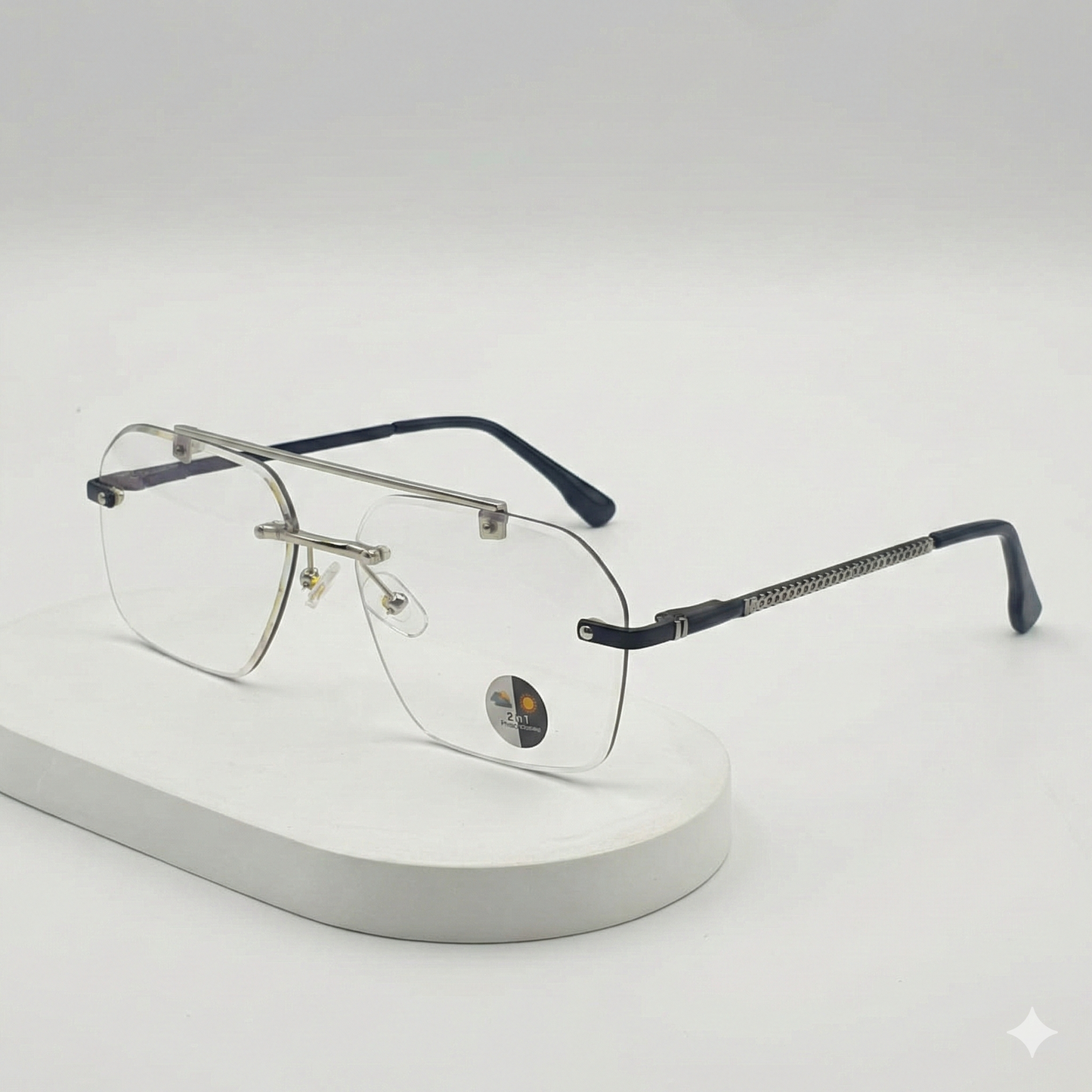 Transition Grey – Rimless Sunglasses
