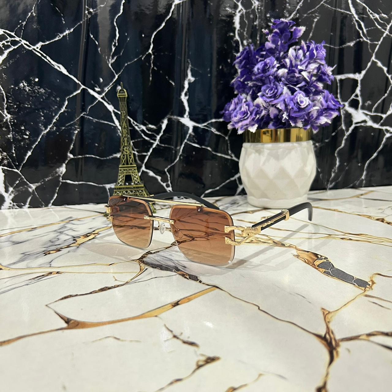 Cheetah Rimless Sunglasses – Bold, Stylish & Modern