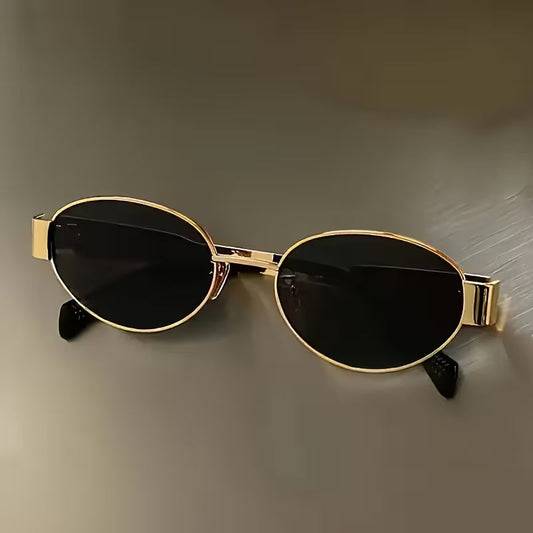 Oval, Black Elegant Metal Frame Glasses